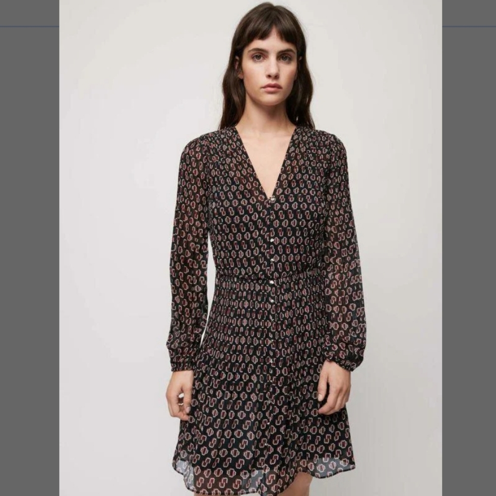 Maje Sheer Dress with Monogram